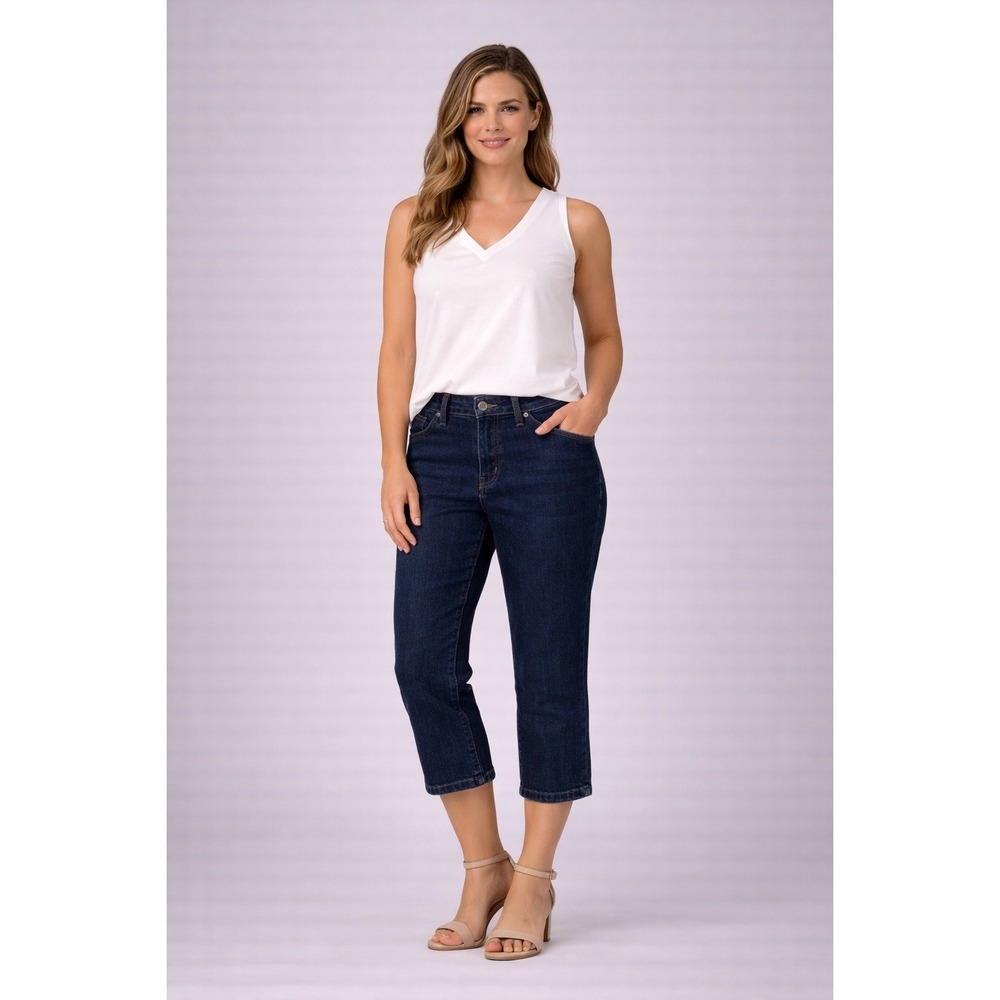 Michael Kors Women's Dark‎ Wash Denim Capri Jeans Size 10 Cropped Slim Fit